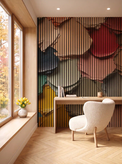 Akustikpanel med Oil Paint-motiv nr. 13 – i spisestuen
