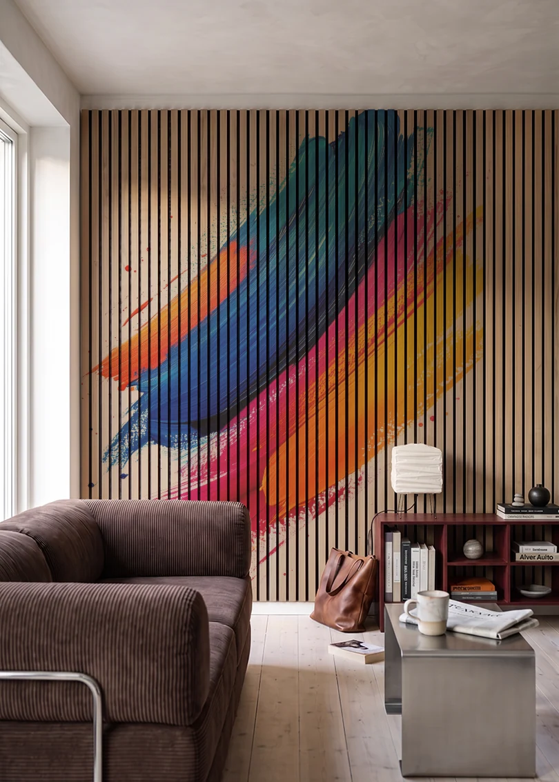 Akustikpanel med Oil Paint-motiv nr. 21 – i stuen
