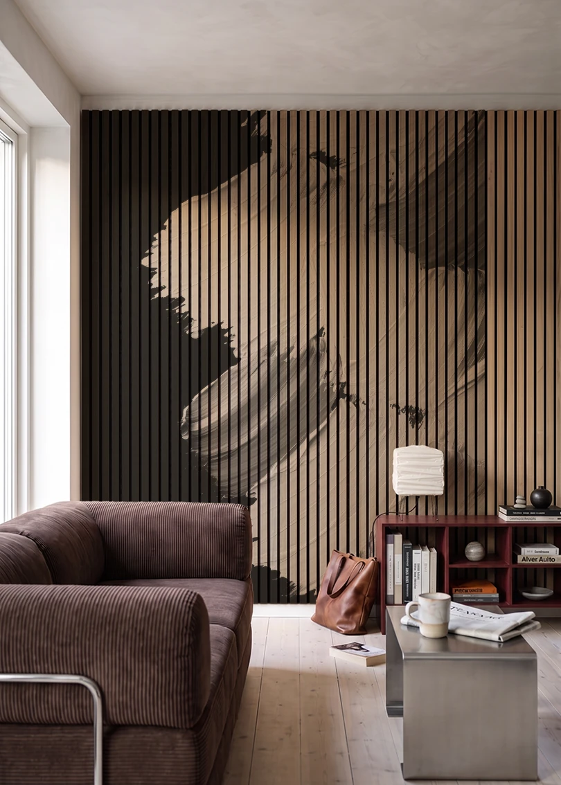 Akustikpanel med Oil Paint-motiv nr. 22 – i stuen