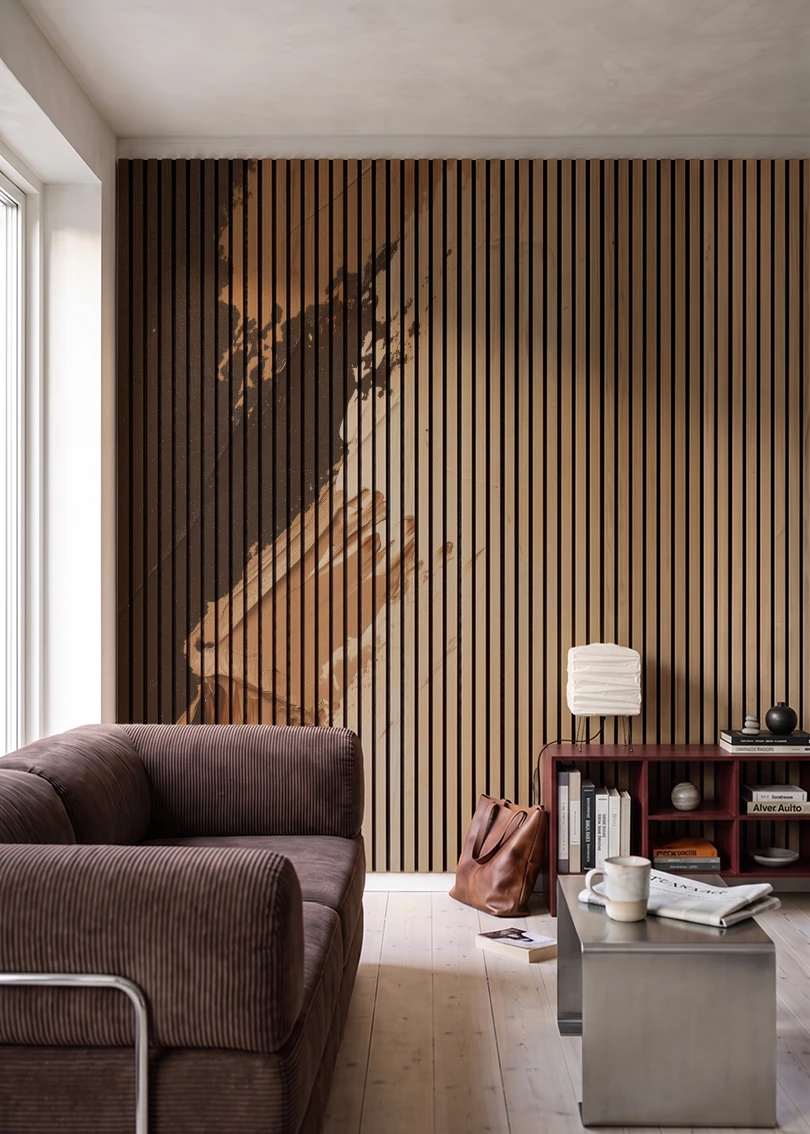 Akustikpanel med Oil Paint-motiv nr. 30 – i stuen