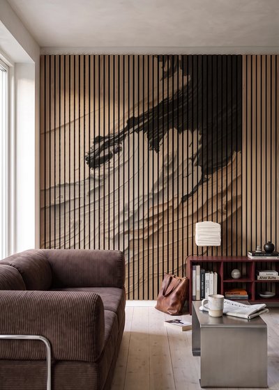 Akustikpanel med Oil Paint-motiv nr. 31 – i stuen