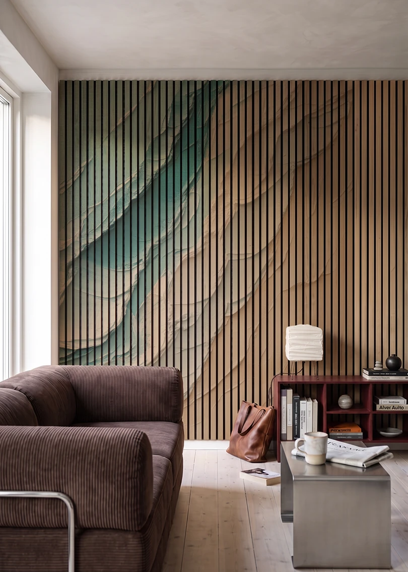 Akustikpanel med Oil Paint-motiv nr. 32 – i stuen