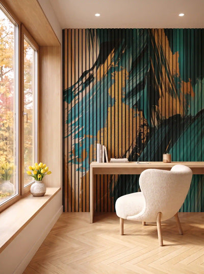 Akustikpanel med Oil Paint-motiv nr. 34 – i spisestuen