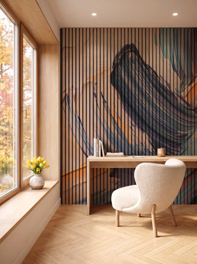 Akustikpanel med Oil Paint-motiv nr. 35 – i spisestuen