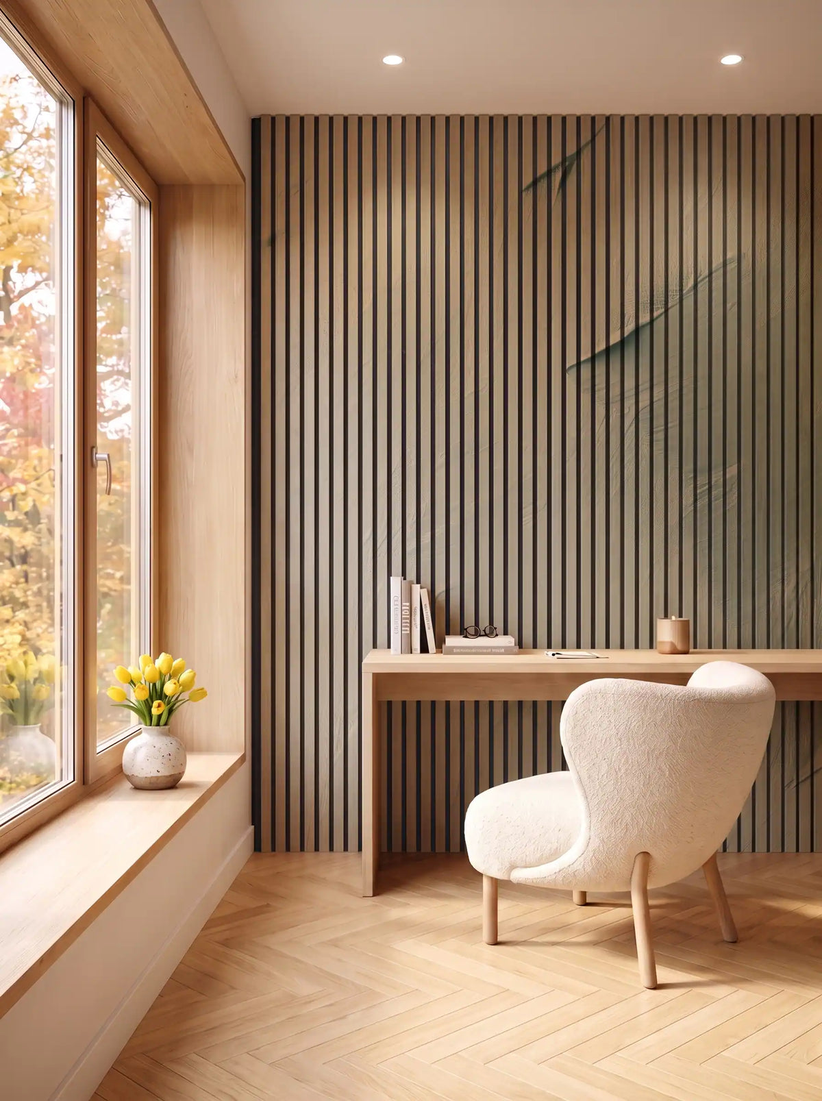 Akustikpanel med Oil Paint-motiv nr. 36 – i spisestuen