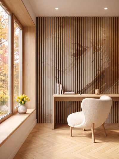 Akustikpanel med Oil Paint-motiv nr. 38 – i spisestuen