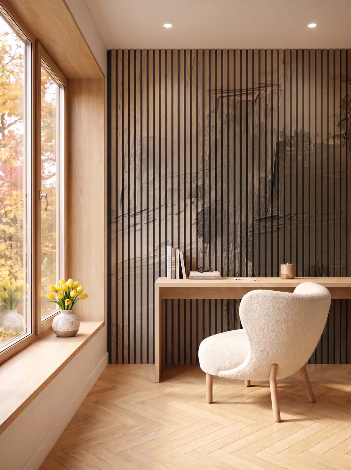 Akustikpanel med Oil Paint-motiv nr. 47 – i spisestuen