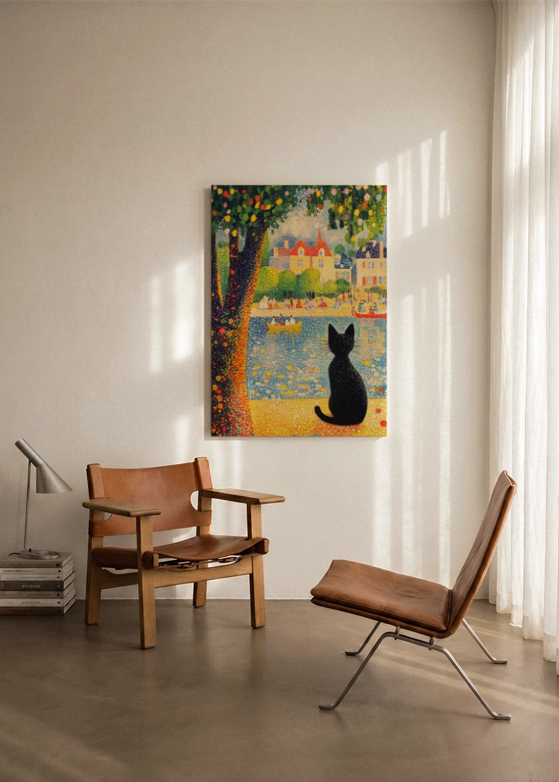 Akustikbillede med Pontilhismo-motiv nr. 10 – i stuen
