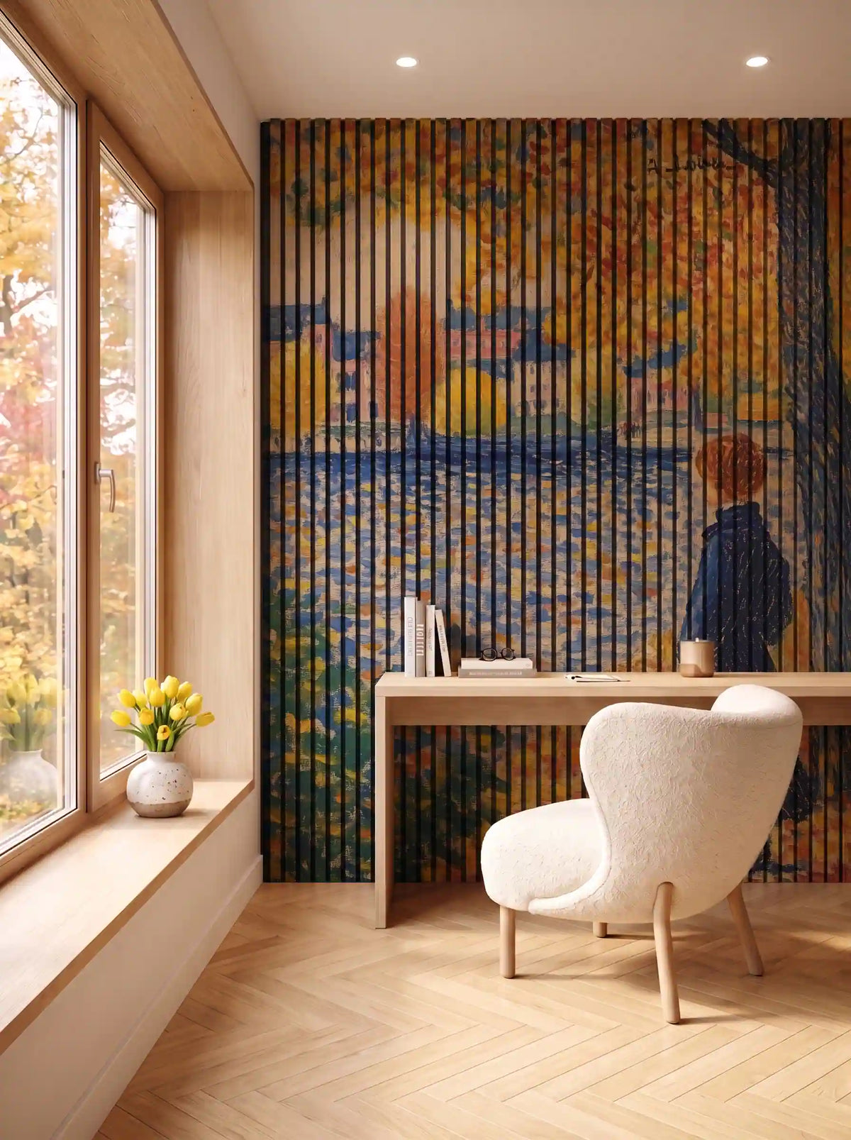Akustikpanel med Pontilhismo-motiv nr. 59 – i spisestuen