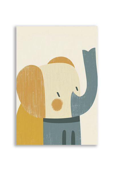 Akustikbillede med en enkel illustration af en elefant i gult