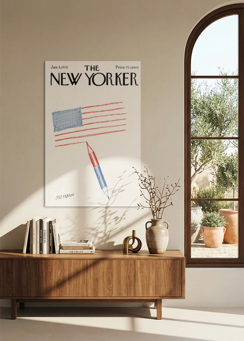 Akustikbillede med The NewYorker-motiv nr. 25 – i spisestuen