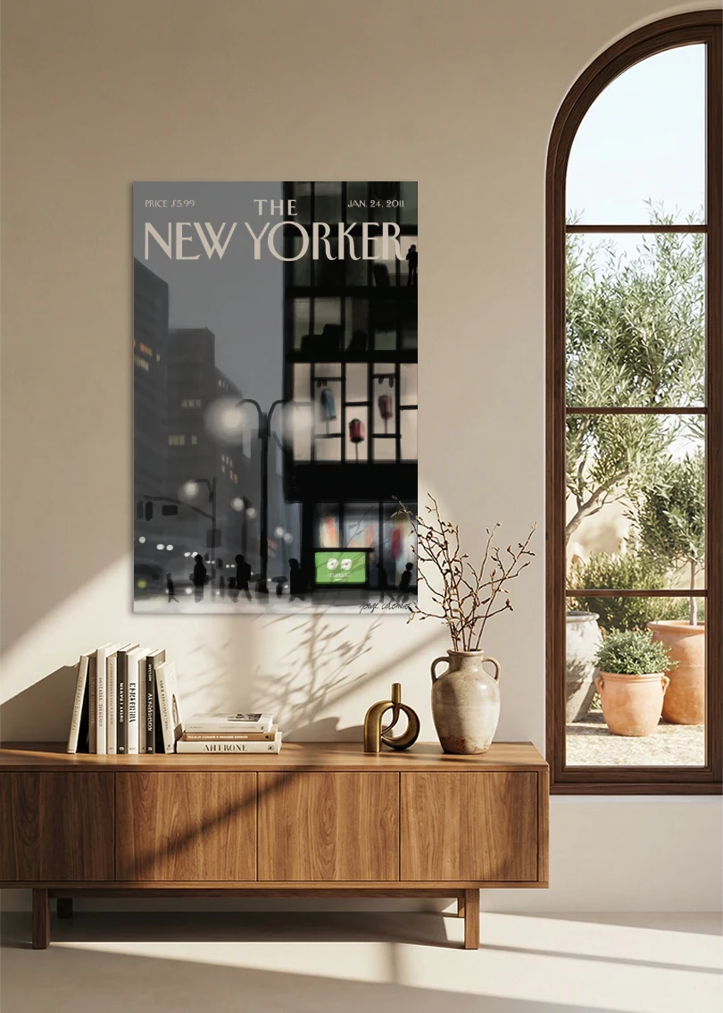 Akustikbillede med The NewYorker-motiv nr. 36 – i spisestuen