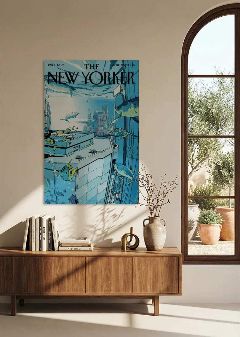 Akustikbillede med The NewYorker-motiv nr. 87 – i spisestuen