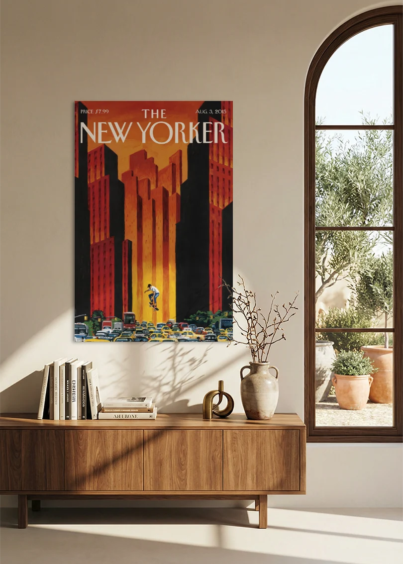 Akustikbillede med The NewYorker-motiv nr. 3 – i spisestuen