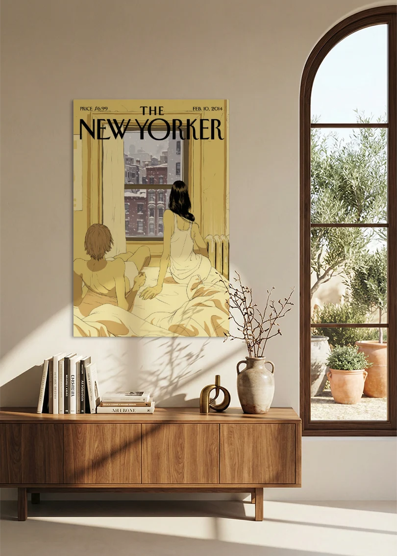 Akustikbillede med The NewYorker-motiv nr. 123 – i spisestuen