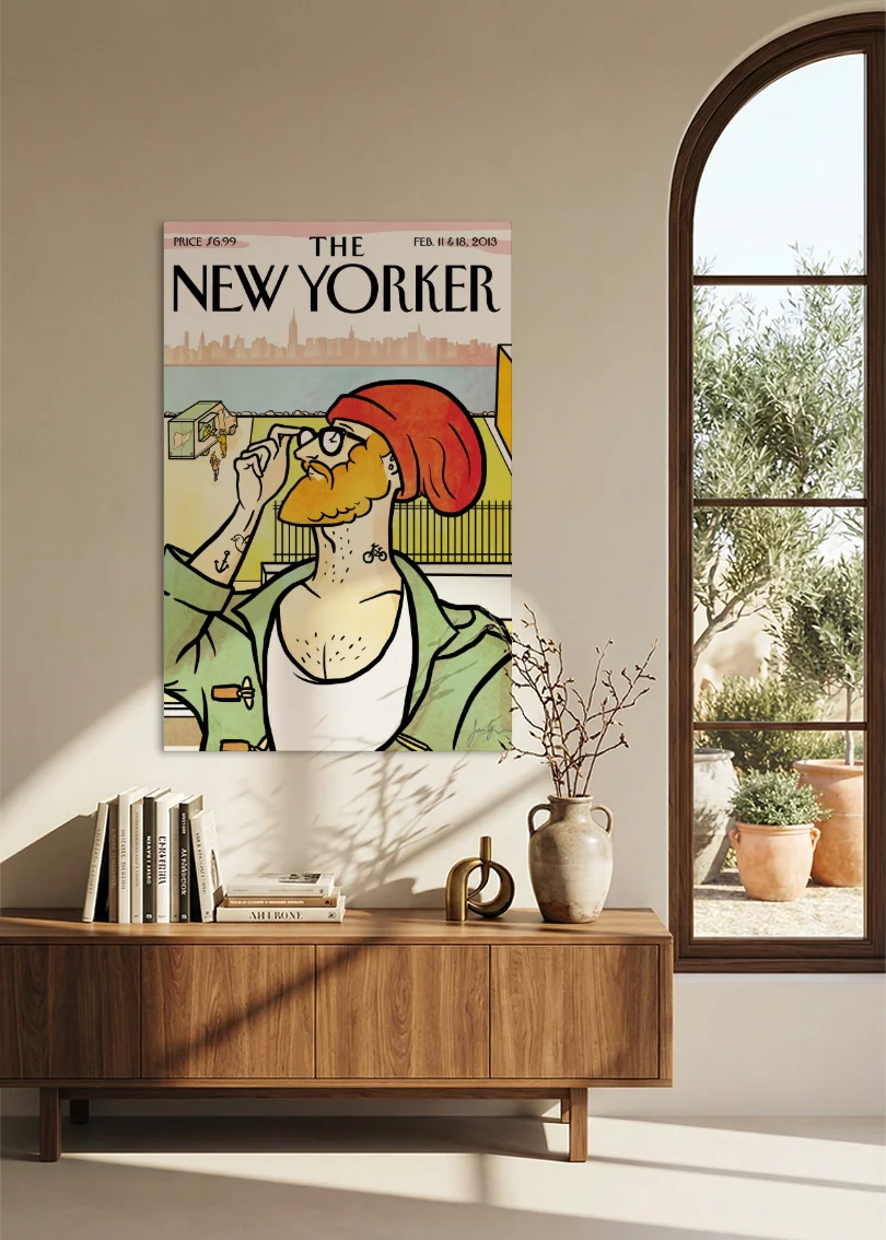Akustikbillede med The NewYorker-motiv nr. 129 – i spisestuen