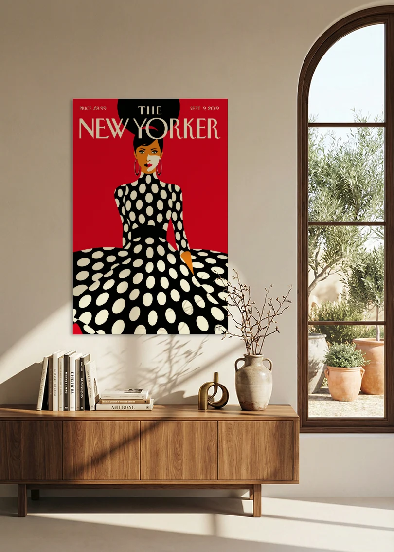 Akustikbillede med The NewYorker-motiv nr. 149 – i spisestuen