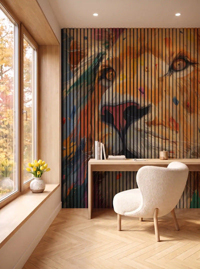 Akustikpanel med Painted Animal motiv nr. 4, i en spisestue