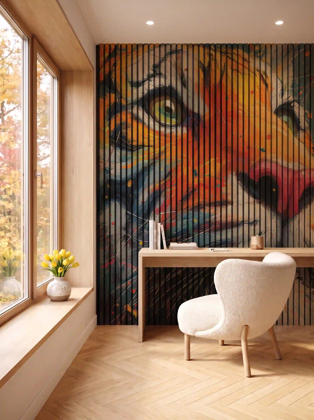Akustikpanel med Painted Animal motiv nr. 11, i en spisestue