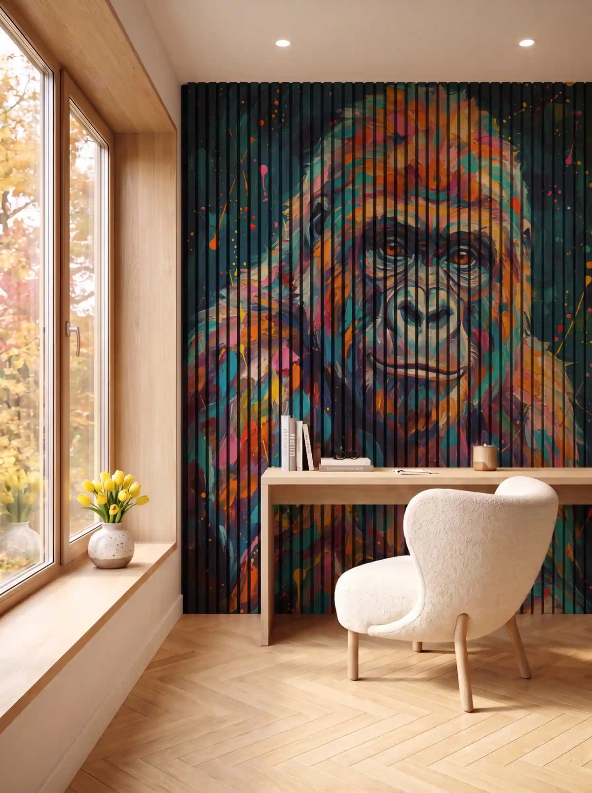 Akustikpanel med Painted Animal motiv nr. 26, i en spisestue