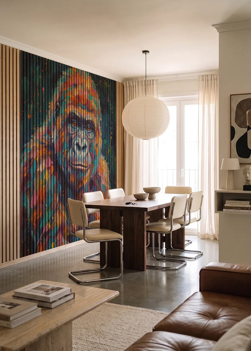 Akustikpanel med Painted Animal motiv nr. 26, i et lyst rum