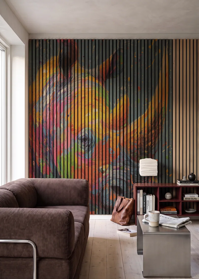 Akustikpanel med Painted Animal motiv nr. 8, i en stue