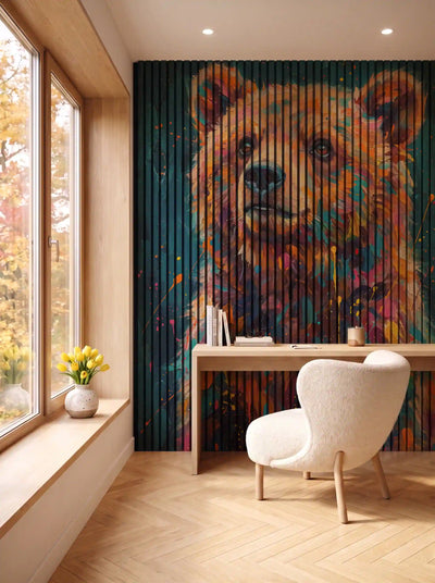 Akustikpanel med Painted Animal motiv nr. 15, i en spisestue