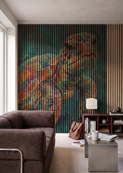 Akustikpanel med Painted Animal motiv nr. 13, i en stue