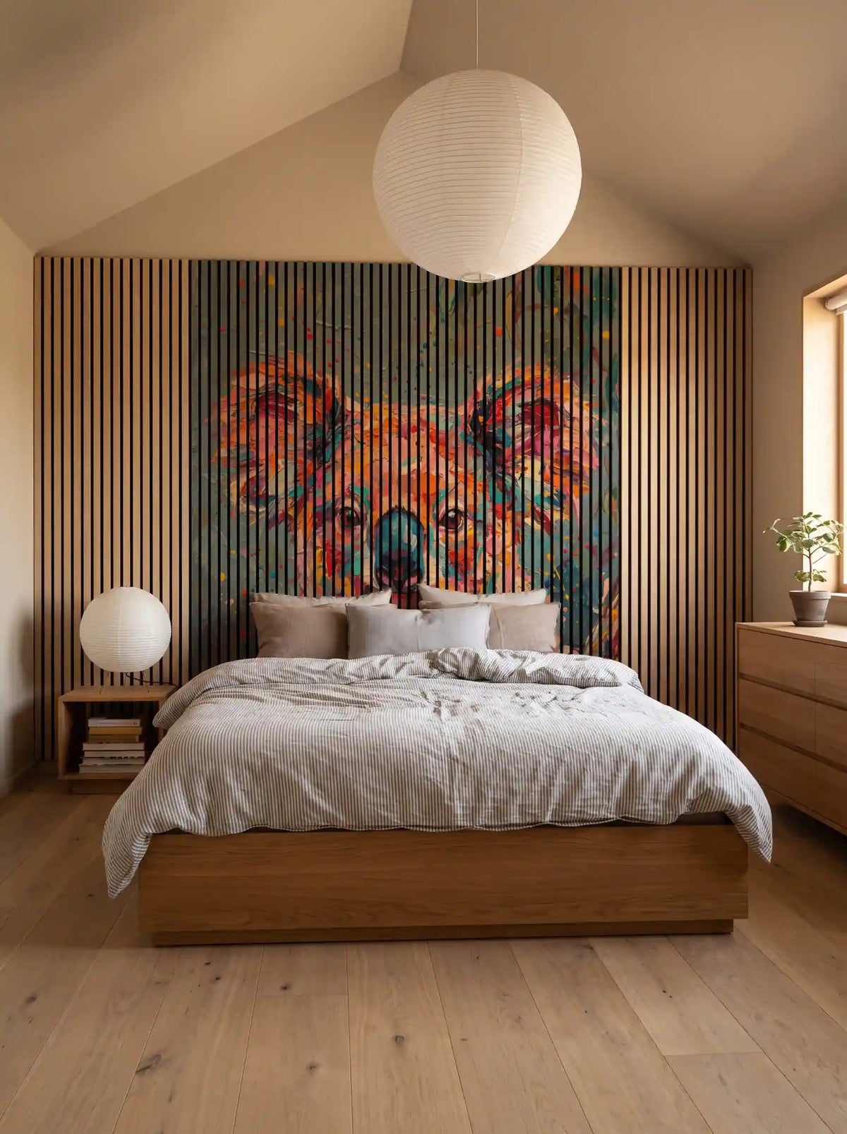 Akustikpanel med Painted Animal motiv nr. 19, med reol