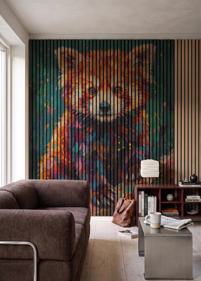 Akustikpanel med Painted Animal motiv nr. 22, i en stue