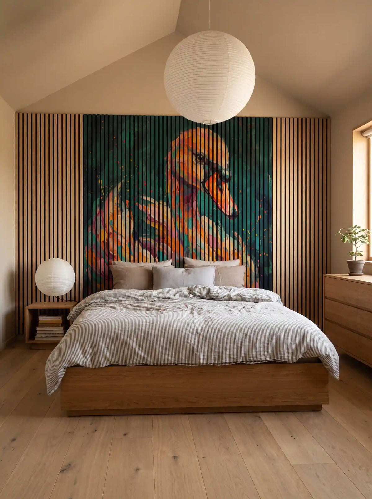 Akustikpanel med Painted Animal motiv nr. 27, med reol