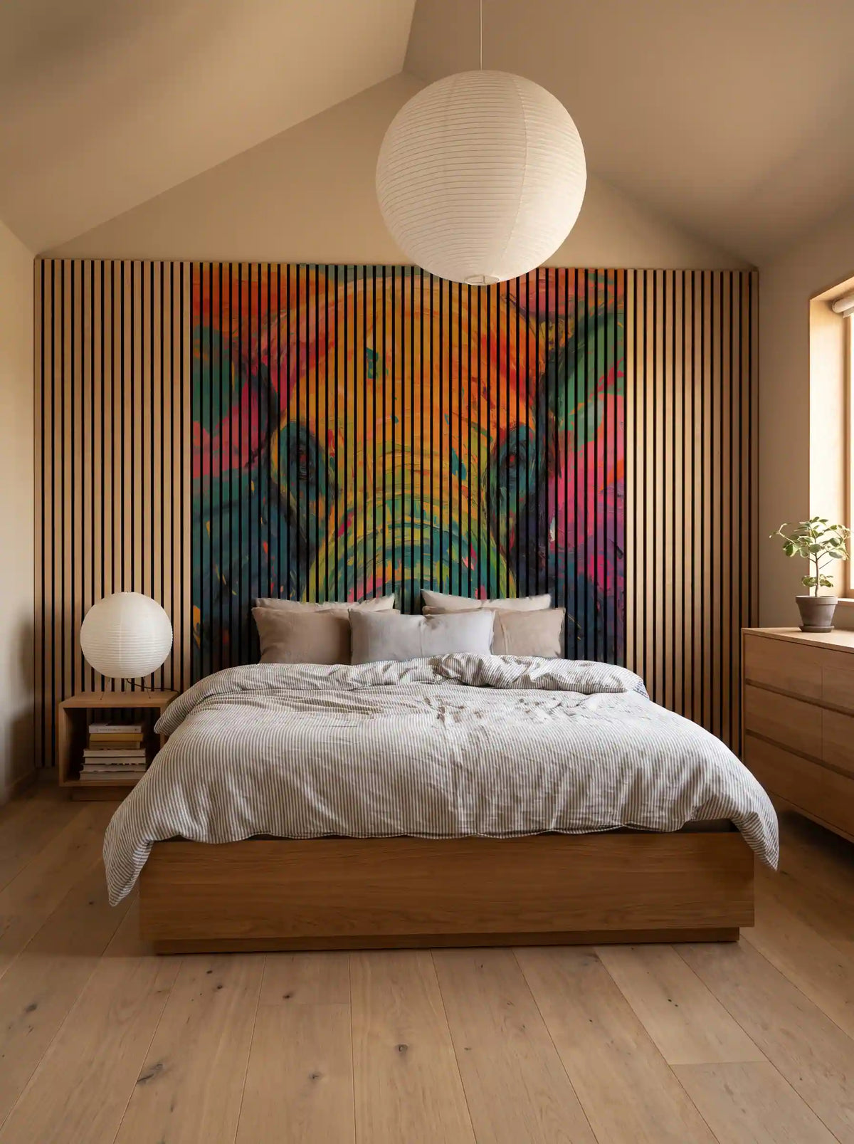 Akustikpanel med Painted Animal motiv nr. 3, med reol